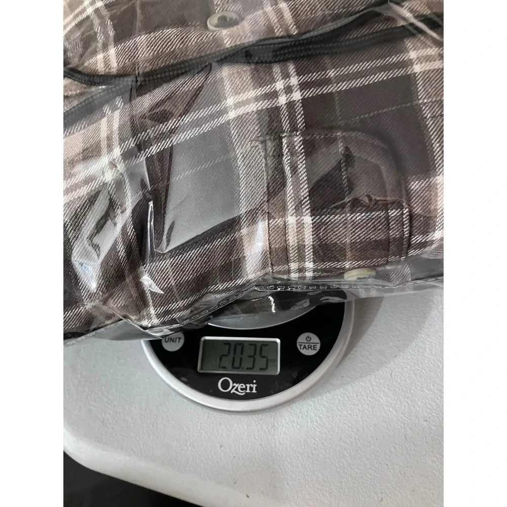 Wrangler Men's Plaid Flannel‎ Lined Hooded Shirt Jacket Brown Tan Size M